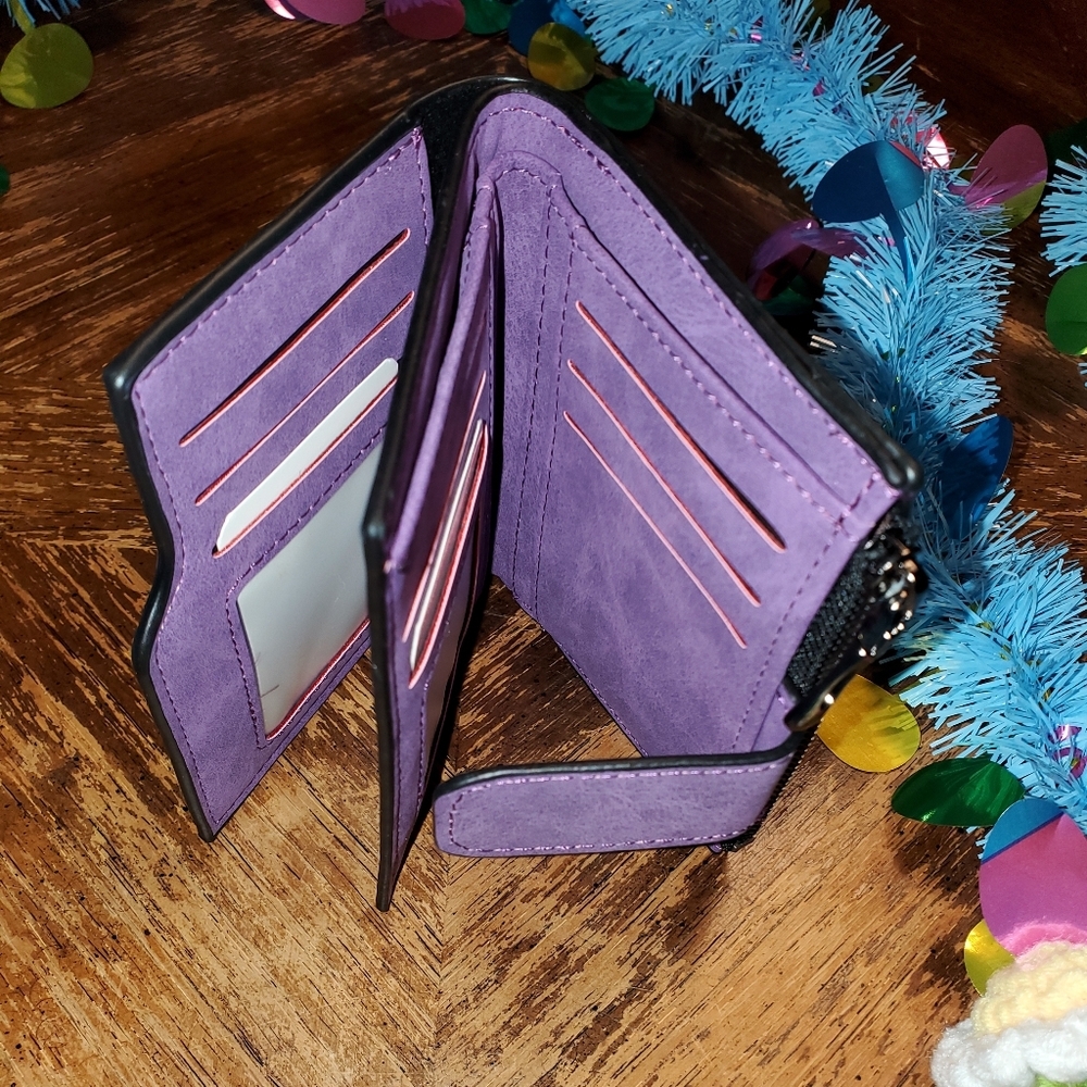 Vibrant Purple Faux Leather Small Wallet - Picture 4 of 7